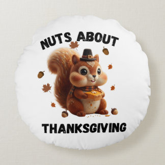 Nötter Om Paj – Sött Garn Ekorre Thanksgiving Rund Kudde