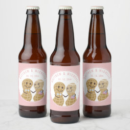 Nötter om varandra Rosa bröllop Brud Shower Ölflaska Etikett