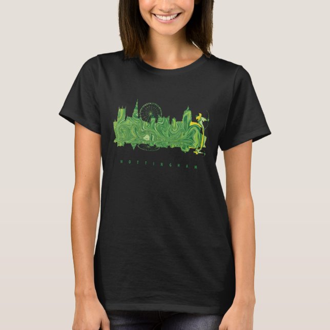 Nottingham England Castle Green Reseshirt T Shirt (Framsida)