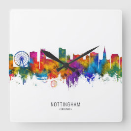 Nottingham England Skyline Fyrkantig Klocka