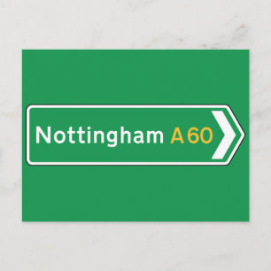 Nottingham, UK Road Sign Vykort