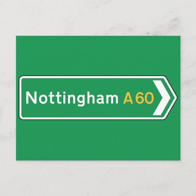 Nottingham, UK Road Sign Vykort (Framsida)