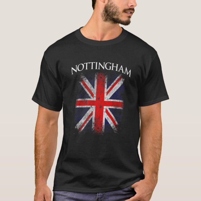 Nottingham Vintage Retro British Flagga Funny T Shirt (Framsida)