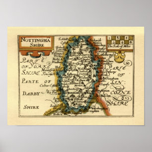 Nottinghamshire County England Old Antiquarian Kar Poster