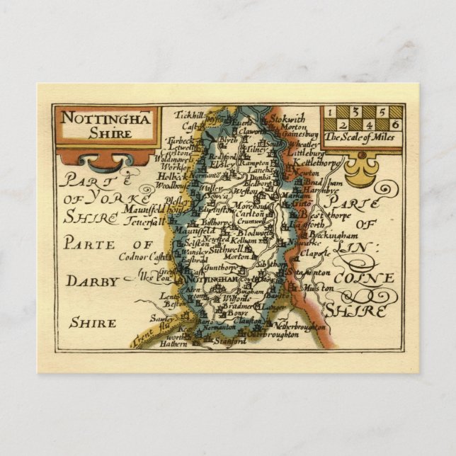 Nottinghamshire County England Old Antiquarian Kar Vykort (Framsida)