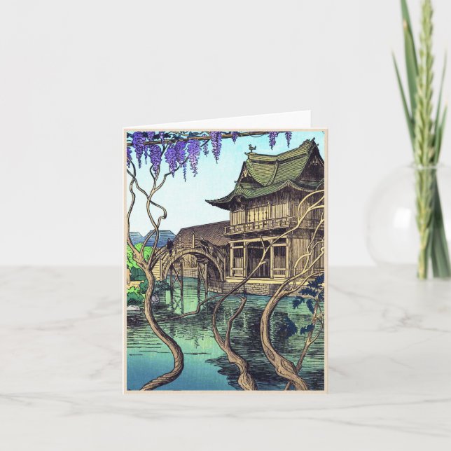 Nouet Noel Kameido shin hanga japanese scenery Helgkort (Framsida)