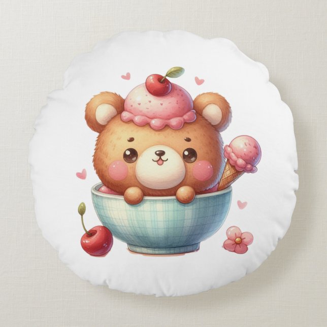 nounours glace coussin  rund kudde (Framsidan)