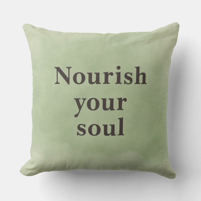 Nourish your soul Minimalist Quote Sage Green   Kudde (Framsida)