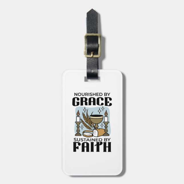 Nourished by Grace, Sustained by Faith Design Bagagebricka (Vertikal Framsida)