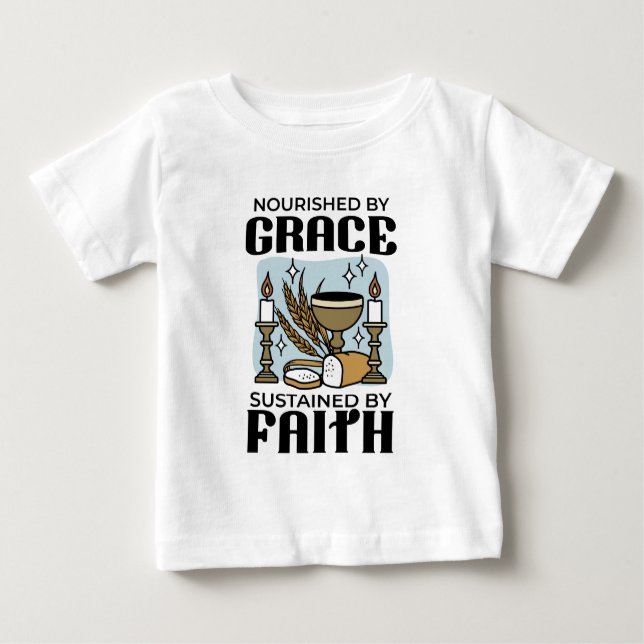 Nourished by Grace, Sustained by Faith Design T Shirt (Framsida)