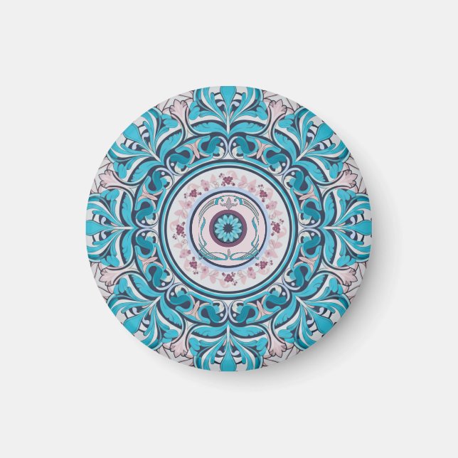 Nouveau Blommigt Mandala Magnet (Framsidan)