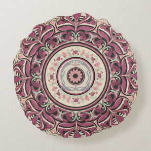 Nouveau Blommigt Mandala Rund Kudde