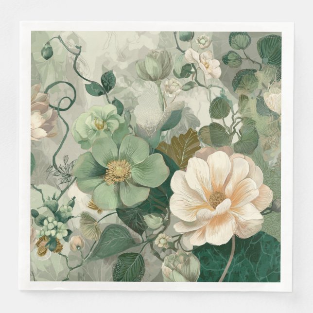 Nouveau Bloom Elegance Botaniskt Papper Pappersservett (Framsida)