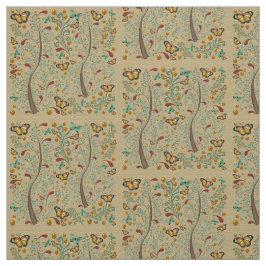 Nouveau Butterflies och Orange Träd Tyg
