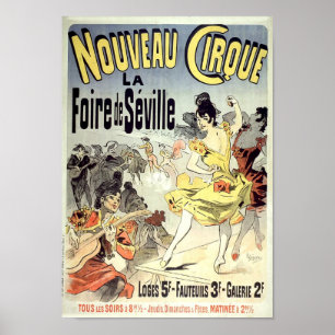 Nouveau Cirque Vintage Fransk Advertising Poster