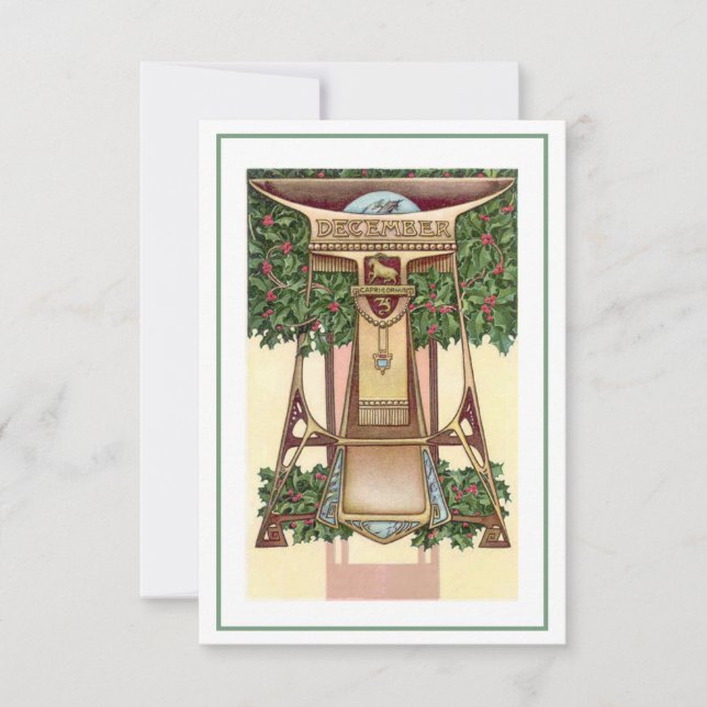 Nouveau December Capricorn zodiac-inbjudan Inbjudningar (Framsida)