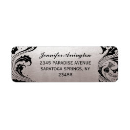 Nouveau Dream Wedding Stamps - Silver & Black Returadress Etikett