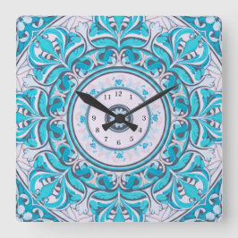 Nouveau Floral Mandala Wall Clock Fyrkantig Klocka