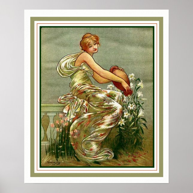 Nouveau "Girl with Urn" Poster av George Barse (Framsidan)