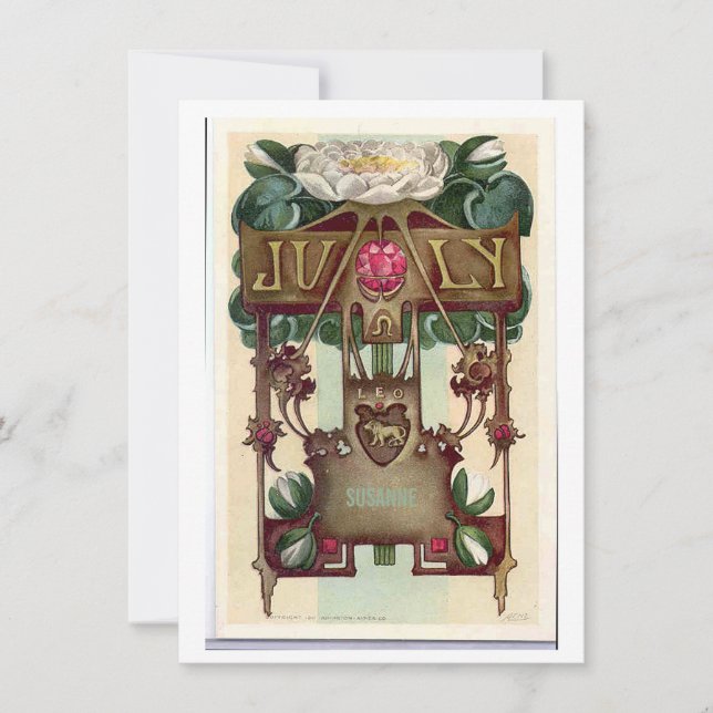 Nouveau juli Leo zodiac födelsedagsinbjudan Inbjudningar (Framsida)