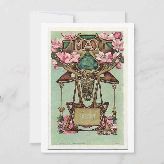 Nouveau May Gemini zodiac-födelsedagsinbjudan Inbjudningar (Framsida)