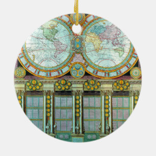 Nouveau Monde-Old-Cartographic-Kartor Julgransprydnad Keramik