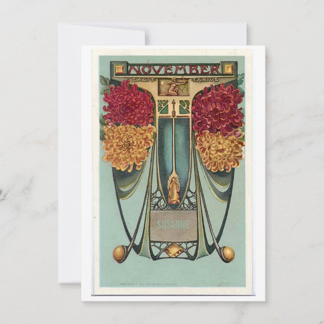 Nouveau November Sagittarius födelsedagsinbjudan Inbjudningar (Framsida)