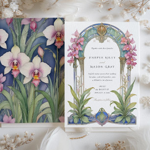 Nouveau Orchid Garden bröllopsinbjudan Inbjudningar
