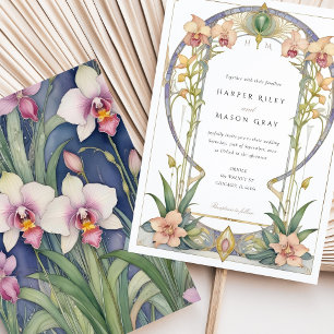 Nouveau Orchid Garden bröllopsinbjudan Inbjudningar