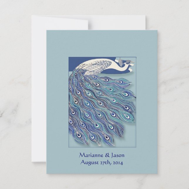 Nouveau Peacock Wedding bjudande Inbjudningar (Framsida)