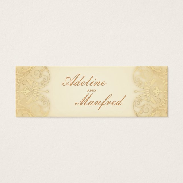 Nouveau Victorian Blek Guld Finare Bröllop Litet Visitkort (Framsidan)