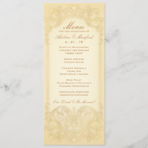 Nouveau Victorian: Blek Guld Finare Bröllop Menu Meny