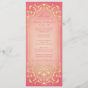 Nouveau Victorian: Raspberry & Guld Bröllop Menu Meny
