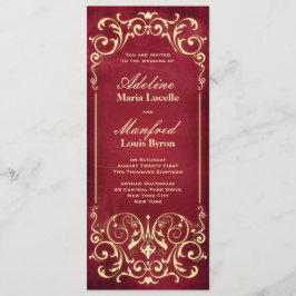 Nouveau Victorian: Red & Guld Bröllop Inbjudningar