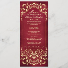 Nouveau Victorian: Red & Guld Bröllop Menu Meny