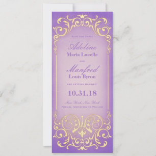 Nouveau Victorian: Snygg lila guld Save the Date Spara Datumet