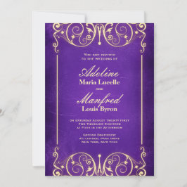 Nouveau Victorian | Vintage Lila och Guld Bröllop Inbjudningar