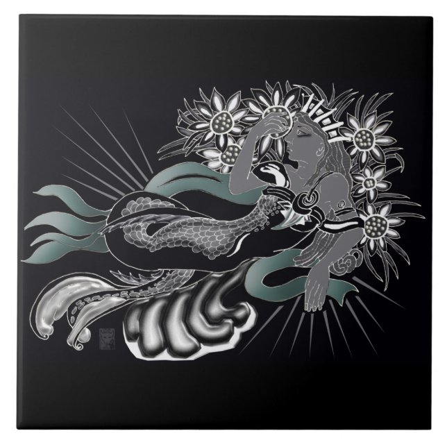 nouveausjöjungfru kakelplatta (Framsidan)