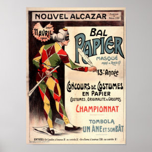 Nouvel Alcazar 1908 Clown Joker Vintage Fransk AD Poster