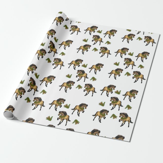Nouvelle Buckskin Islänsk häst jul Presentpapper (Utrullad)