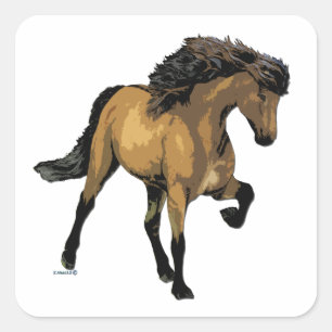 Nouvelle Vogue Buckskin Gaited Horse Fyrkantigt Klistermärke