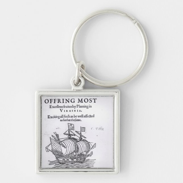Nova Britannia. Offring mest utmärkta Fruites Fyrkantig Silverfärgad Nyckelring (Framsidan)