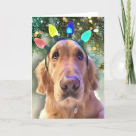Nova Girl's jul Ljus - Golden Retriever Helgkort