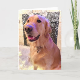 Nova Girl's Merry and Bright- Golden Retriever Hun Helgkort