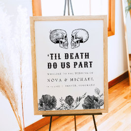NOVA Gothic Blommigt Skull Til Död Bröllop Välkomm Poster