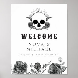 NOVA Gothic Blommigt Skull Til Död Bröllop Välkomm Poster