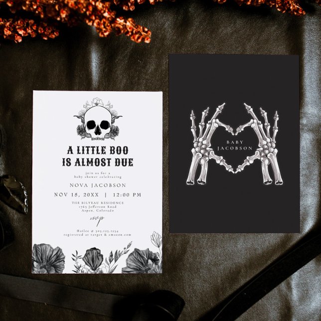 NOVA Gothic Skull Little Boo Halloween Baby Shower Inbjudningar (Skapare uppladdad)