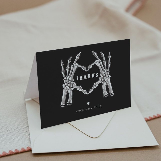 NOVA Halloween Gothic Skull Heart Händer Tack Kort (Skapare uppladdad)