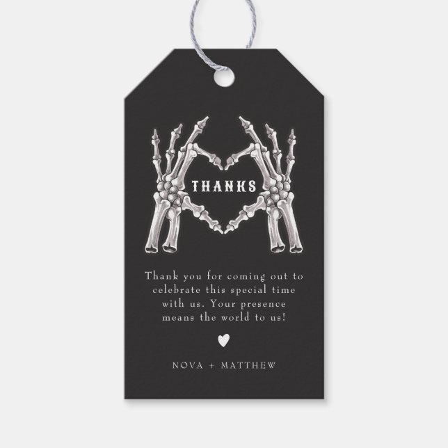 NOVA Halloween Skeleton Heart Händer Tack Gift Presentetikett (Framsidan)