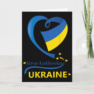 Nova Kakhovka Ukraina Nationell Flagga Hjärtemblem Kort